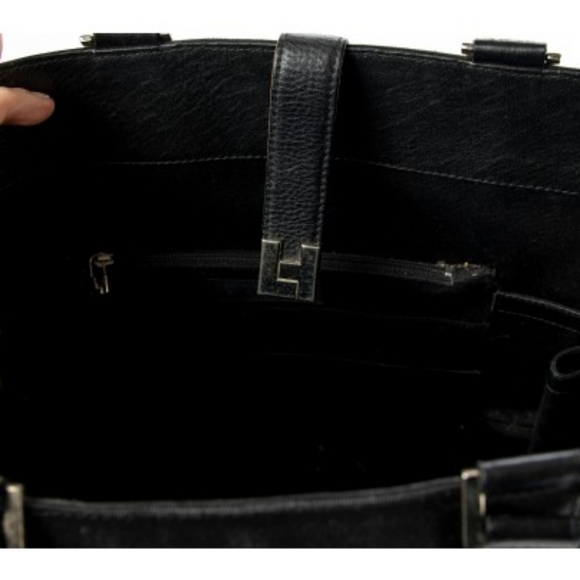 Rare lambertson truex black canvas tote bag with leather trim - Picture 7 of 8